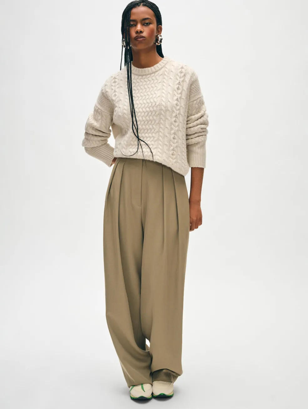 merino cashmere cable crewneck