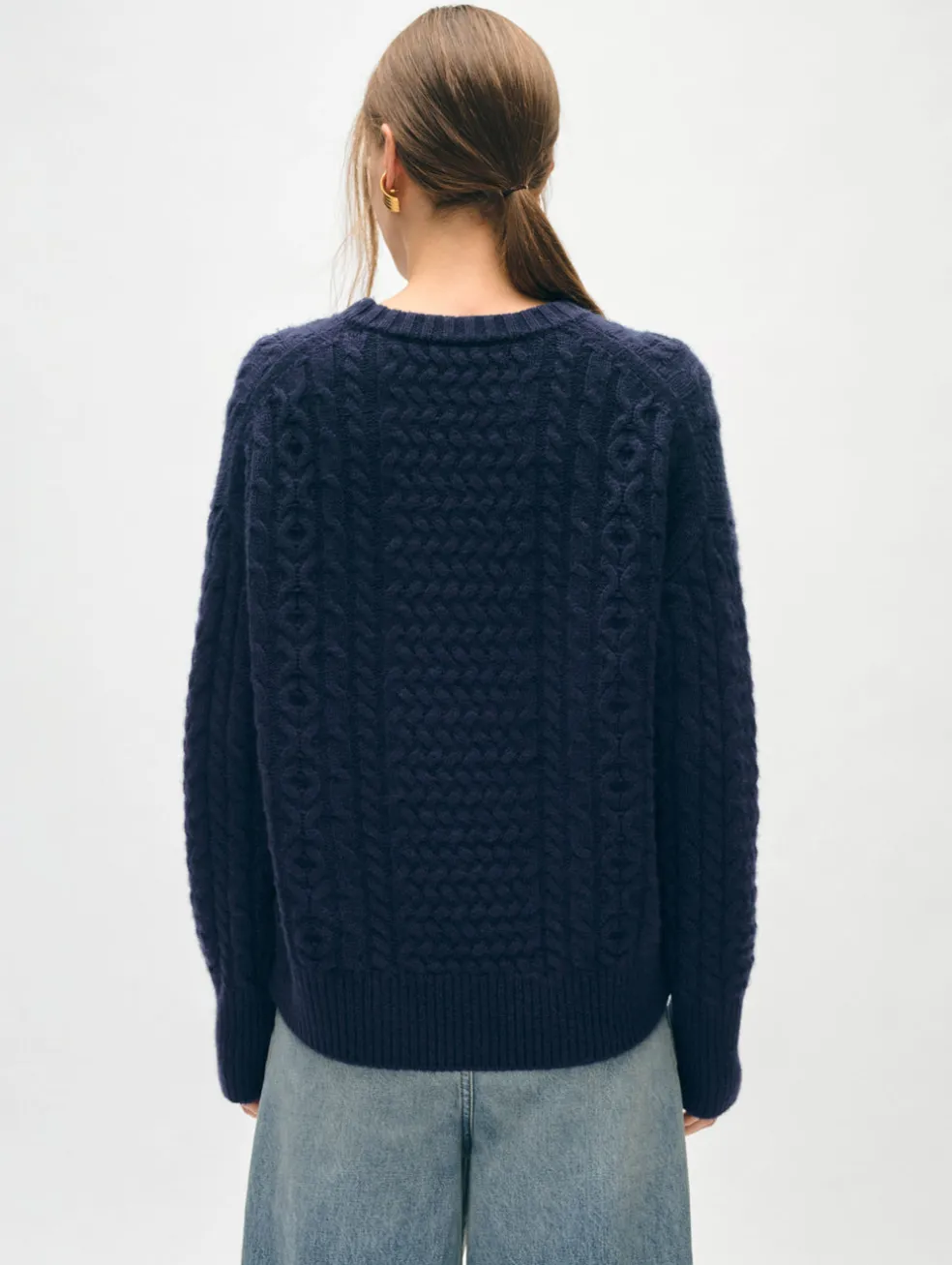 merino cashmere cable crewneck