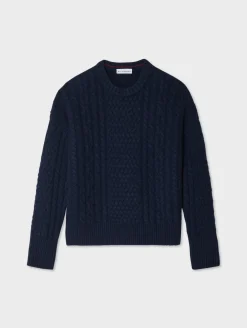 merino cashmere cable crewneck