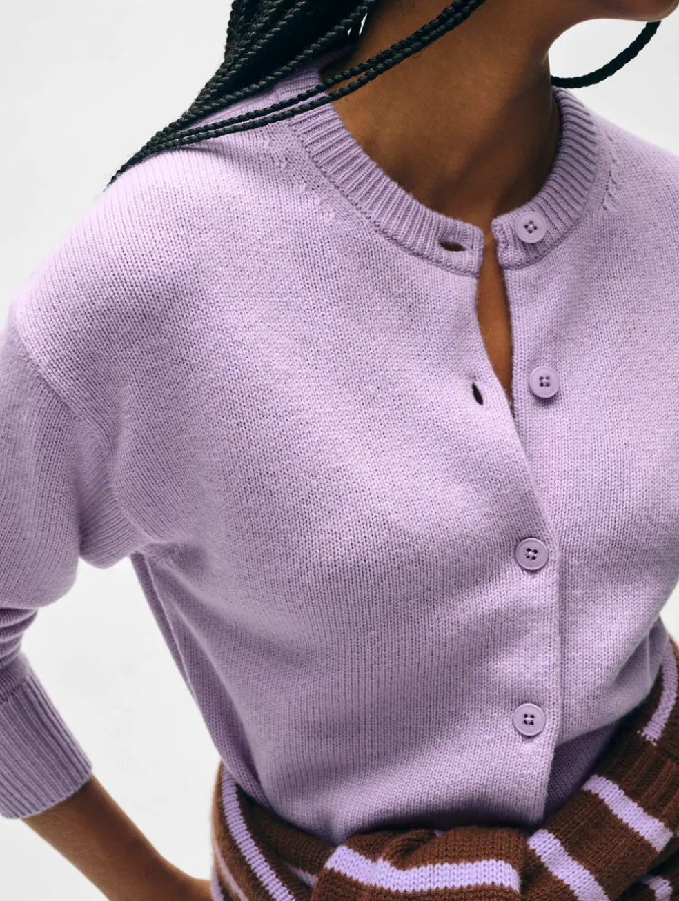 merino cashmere crewneck cardigan