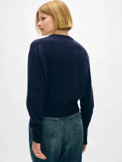 merino cashmere crewneck cardigan