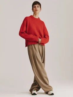 merino cashmere drop shoulder crewneck