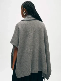 merino cashmere open poncho