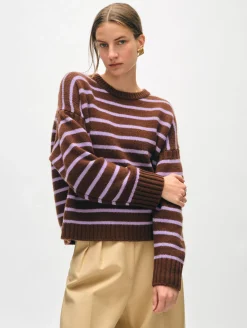 merino cashmere striped crewneck