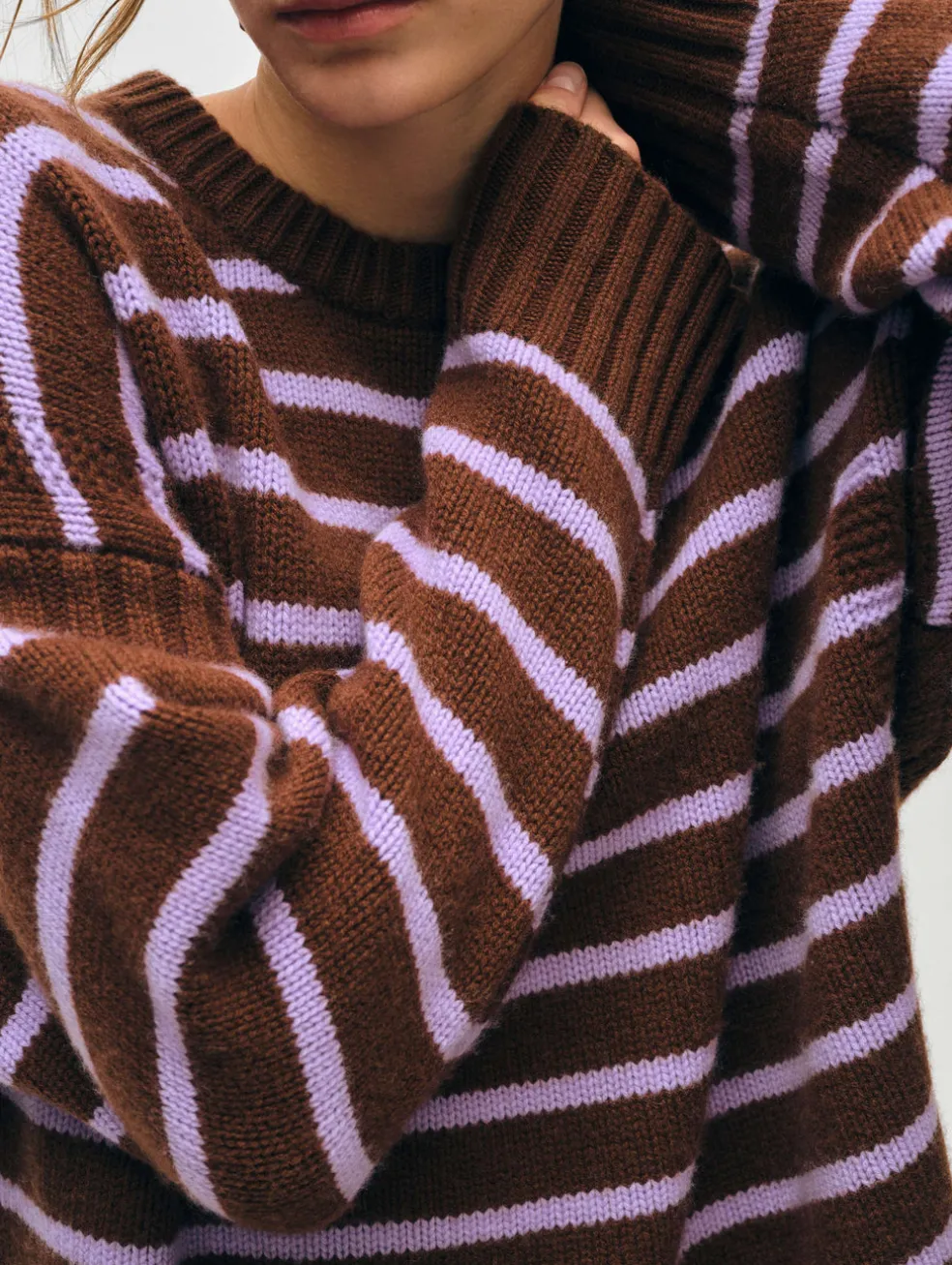 merino cashmere striped crewneck