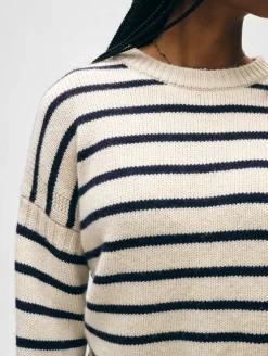 merino cashmere striped crewneck