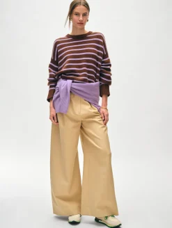 merino cashmere striped crewneck