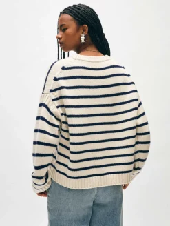 merino cashmere striped crewneck