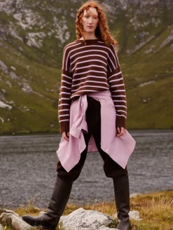 merino cashmere striped crewneck