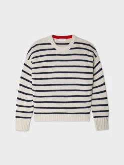 merino cashmere striped crewneck