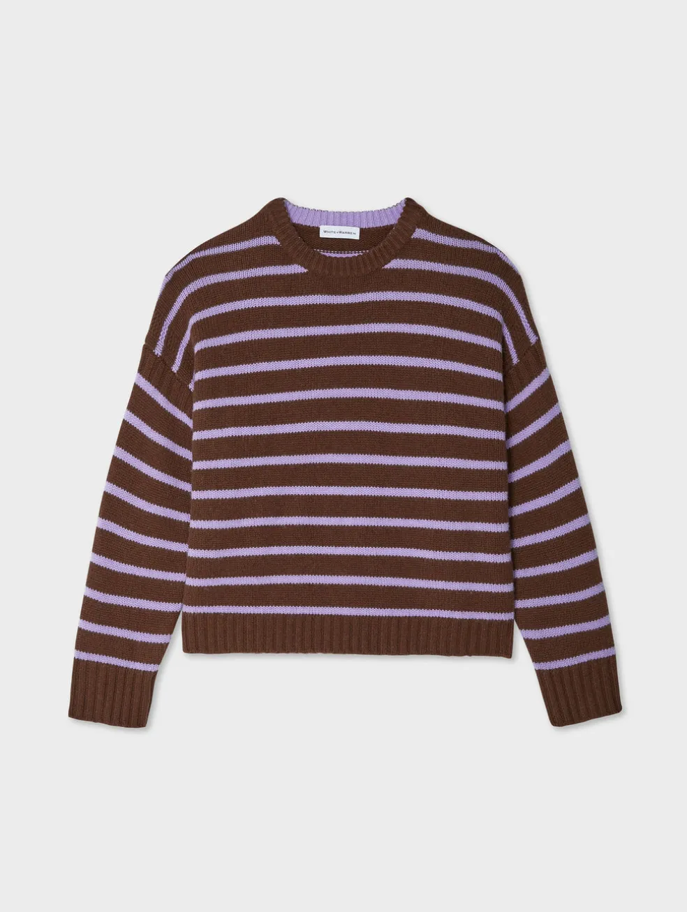 merino cashmere striped crewneck