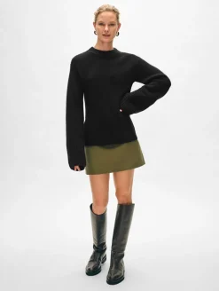 merino cashmere waisted crewneck