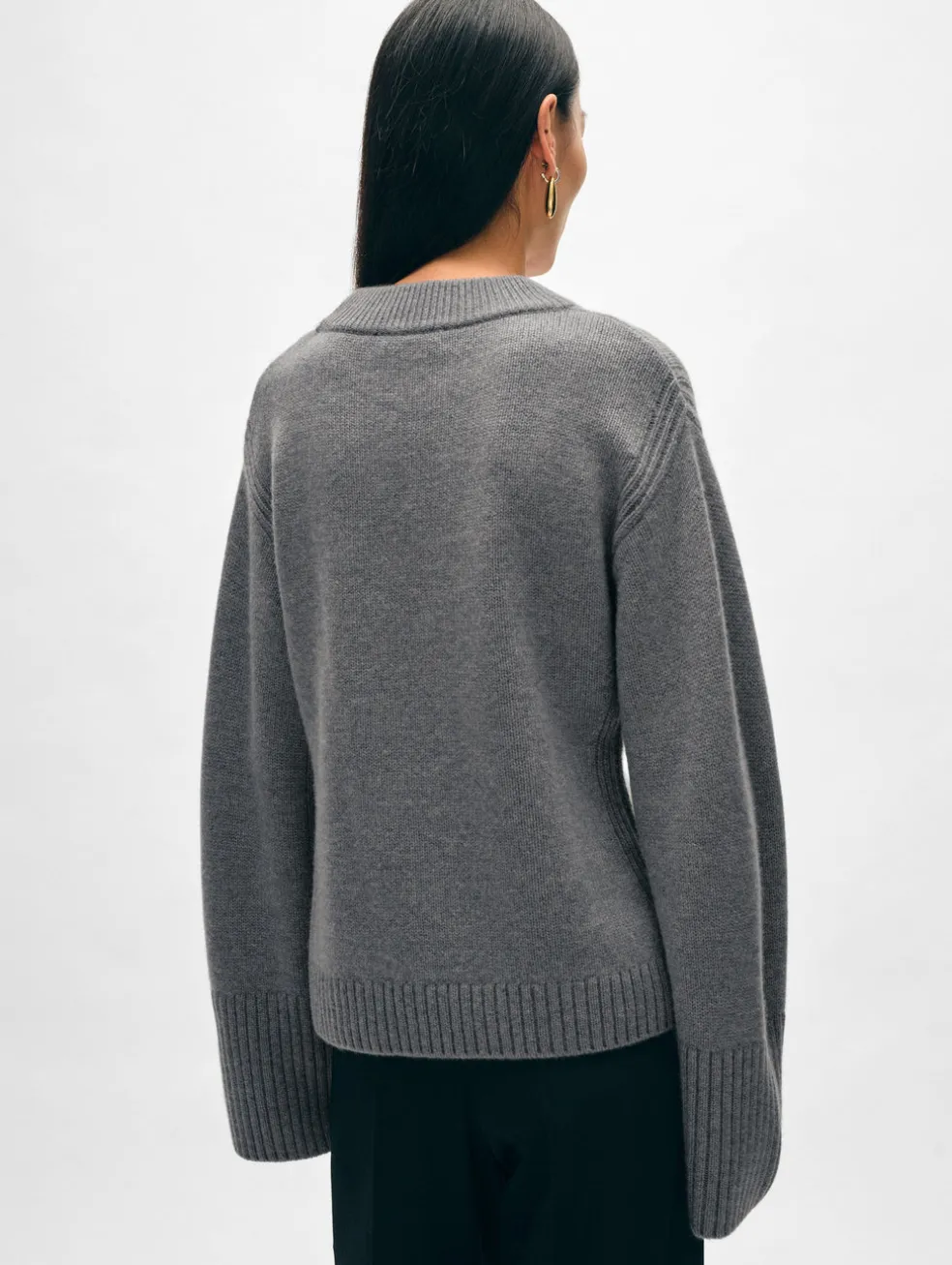 merino cashmere waisted crewneck