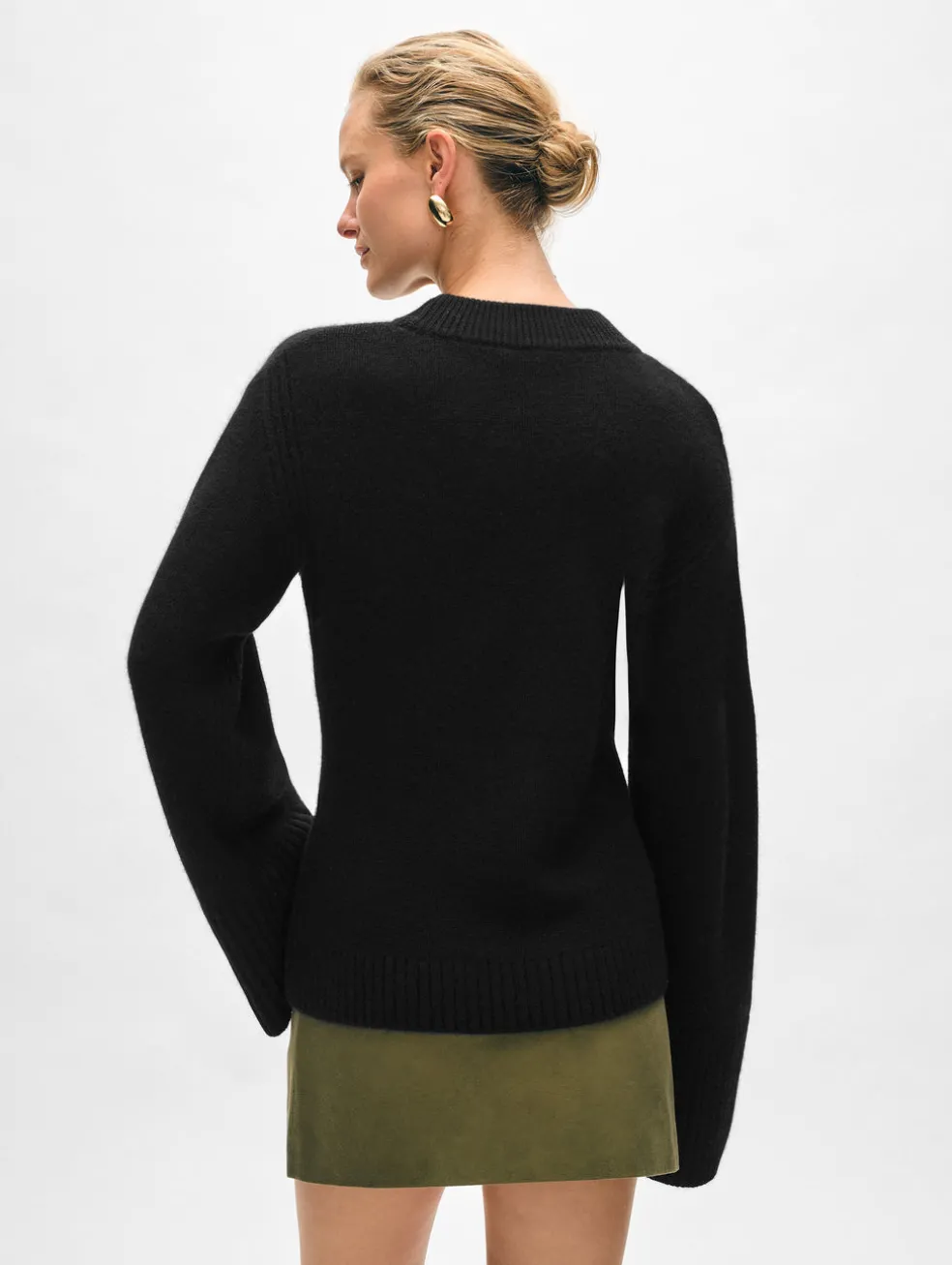 merino cashmere waisted crewneck