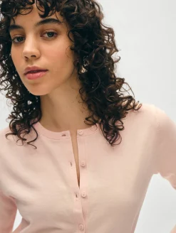 organic cotton crewneck cardigan