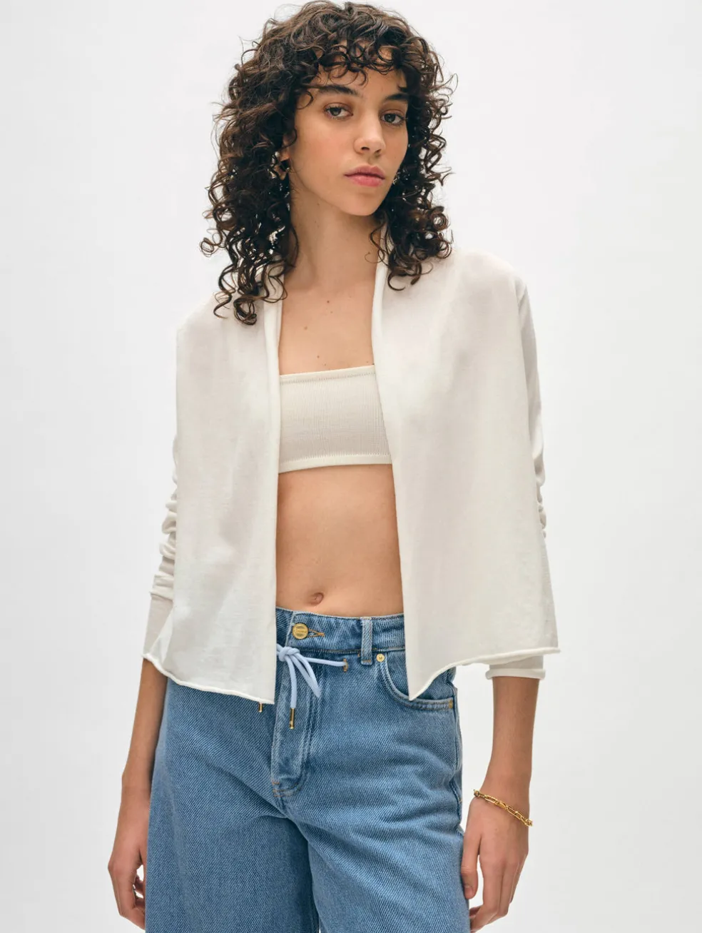 organic cotton cropped trapeze cardigan