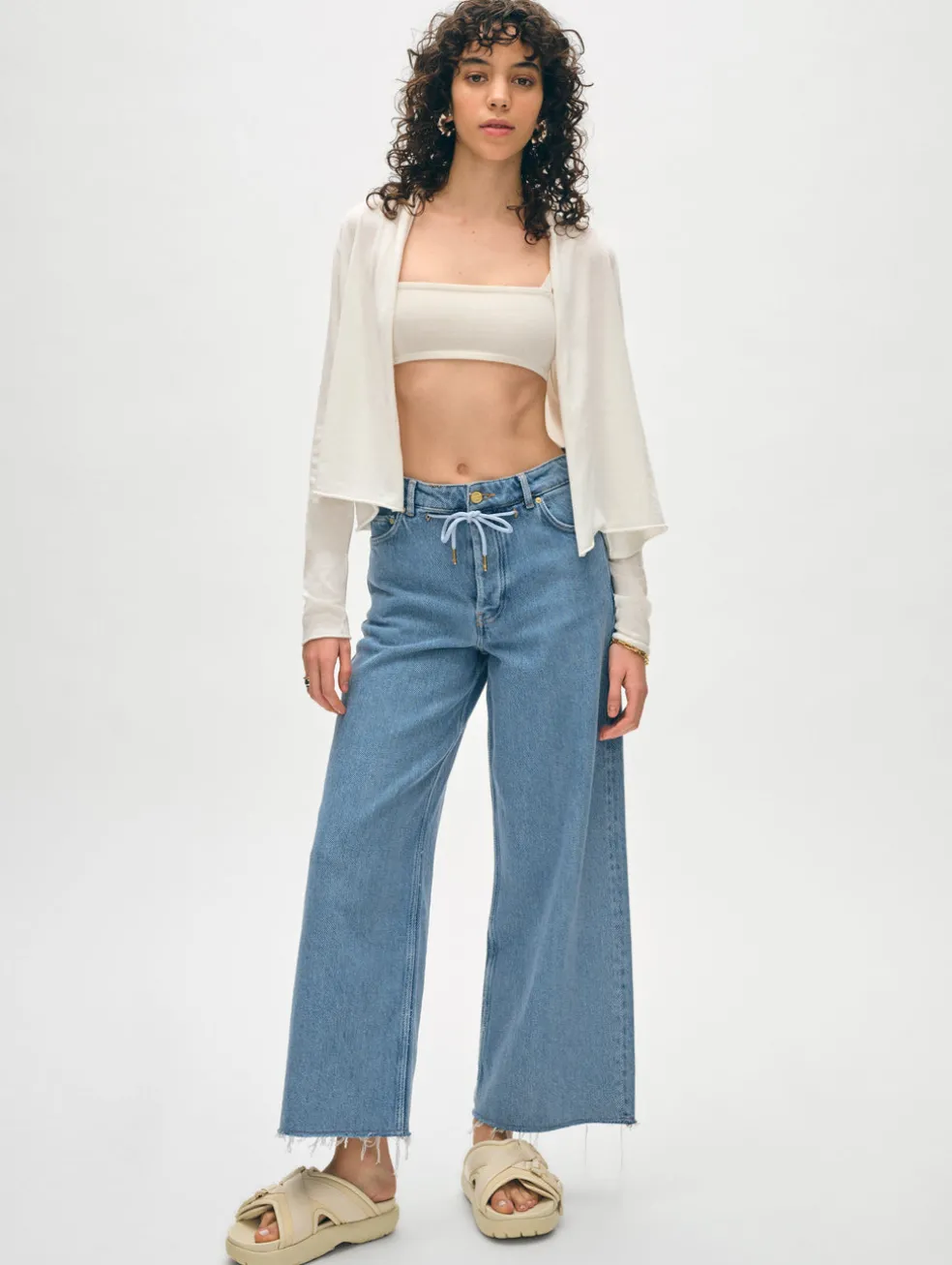 organic cotton cropped trapeze cardigan