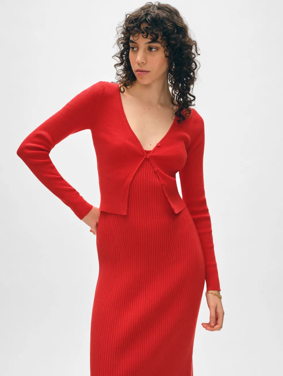 organic cotton ribbed cardigan