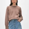 organic cotton saddle sleeve crewneck