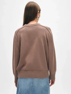 organic cotton saddle sleeve crewneck