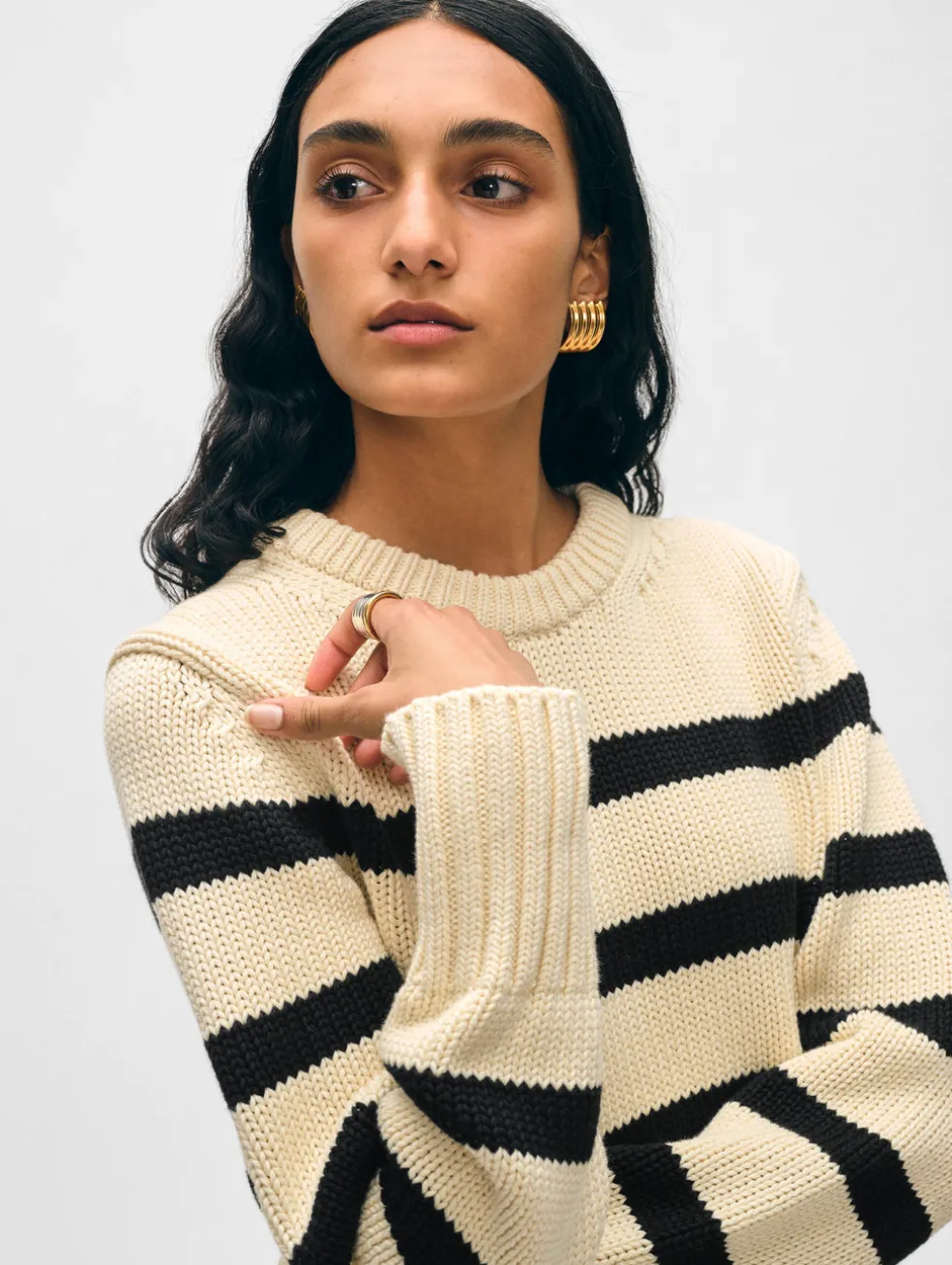 organic cotton striped crewneck